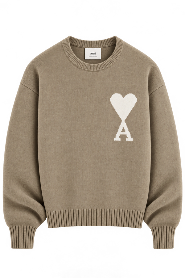 Ami Paris Светр з логотипом Ami De Coeur бежевий
