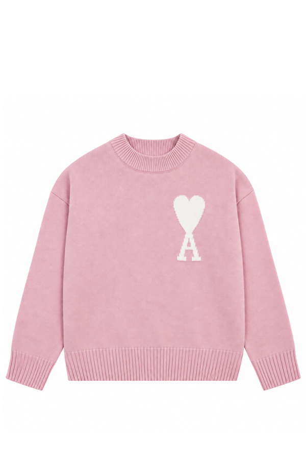 Ami Paris Светр з логотипом Ami De Coeur рожевий
