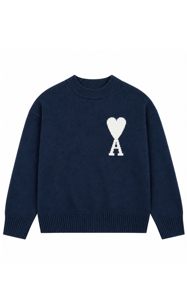 Ami Paris Светр з логотипом Ami De Coeur синій