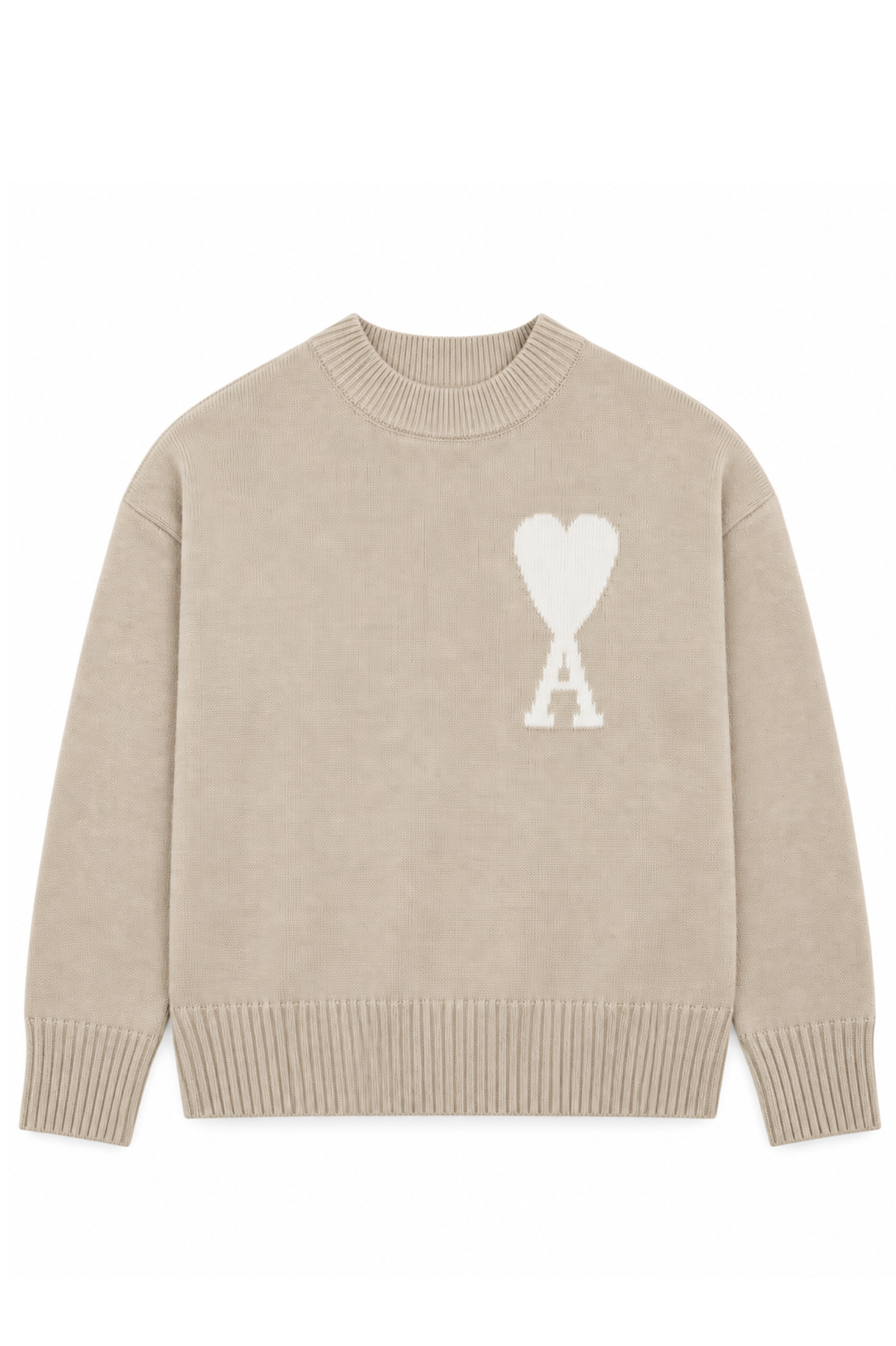 Ami Paris Светр з логотипом Ami De Coeur бежевий