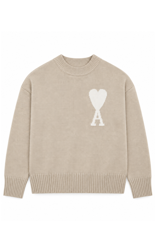 Ami Paris Светр з логотипом Ami De Coeur бежевий