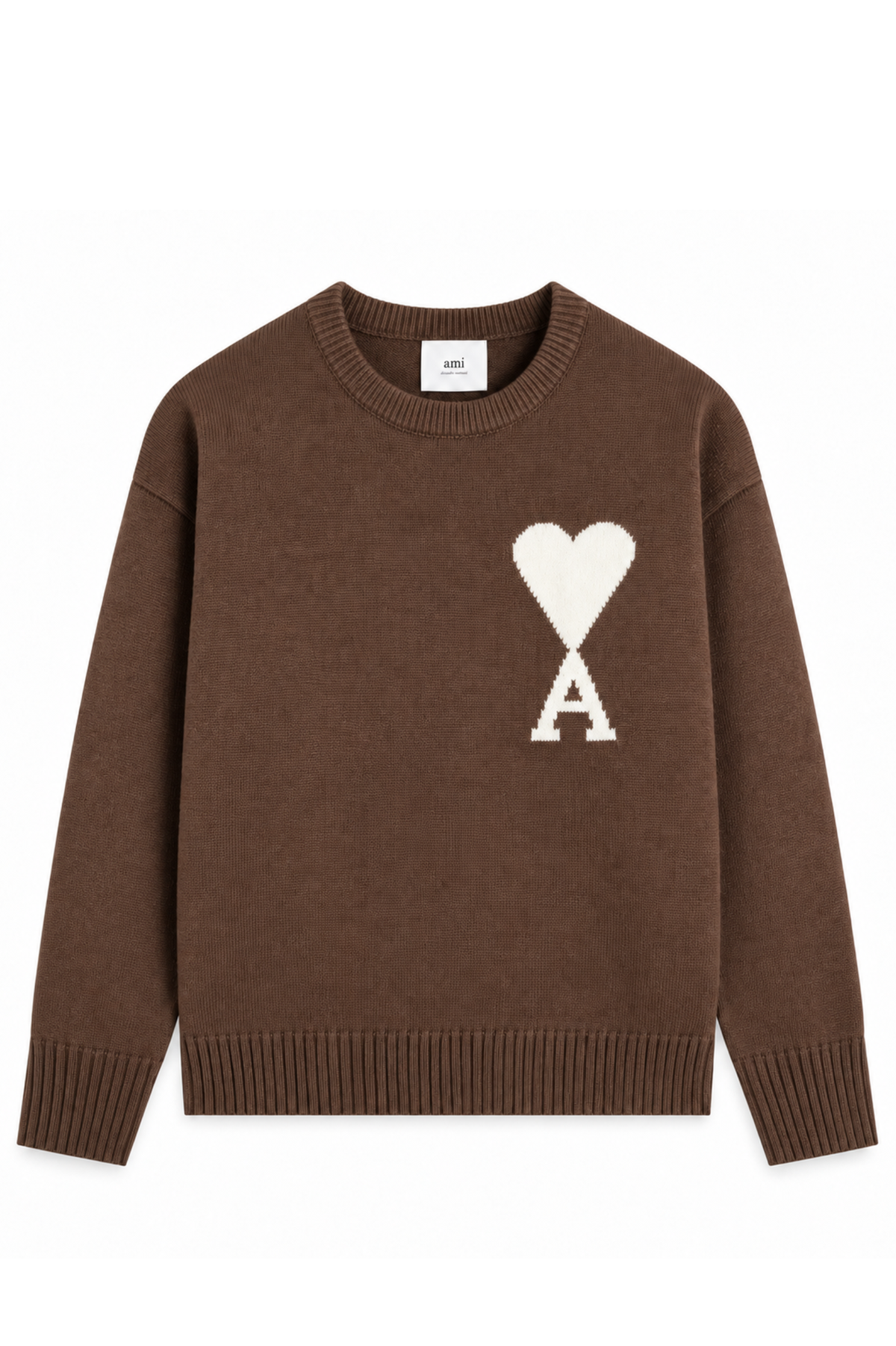 Ami Paris Светр з логотипом Ami De Coeur коричневий