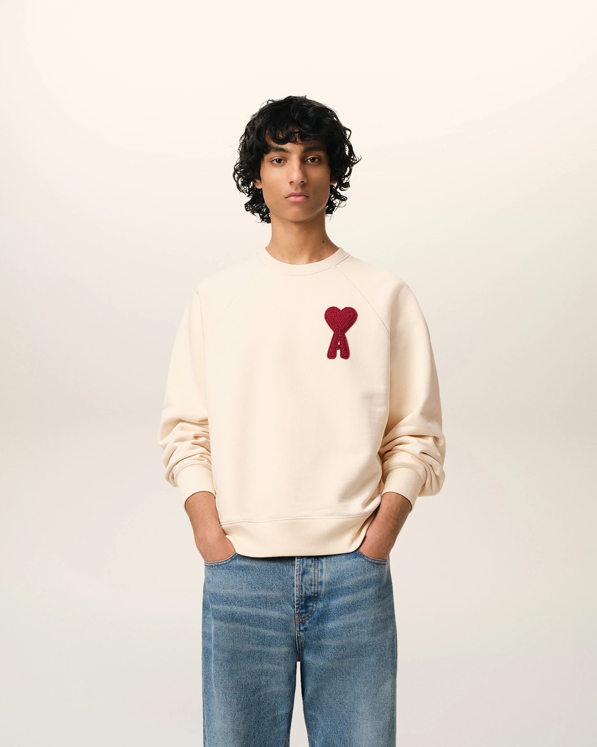 Ami de Coeur Beige Cotton Patch Sweatshirt