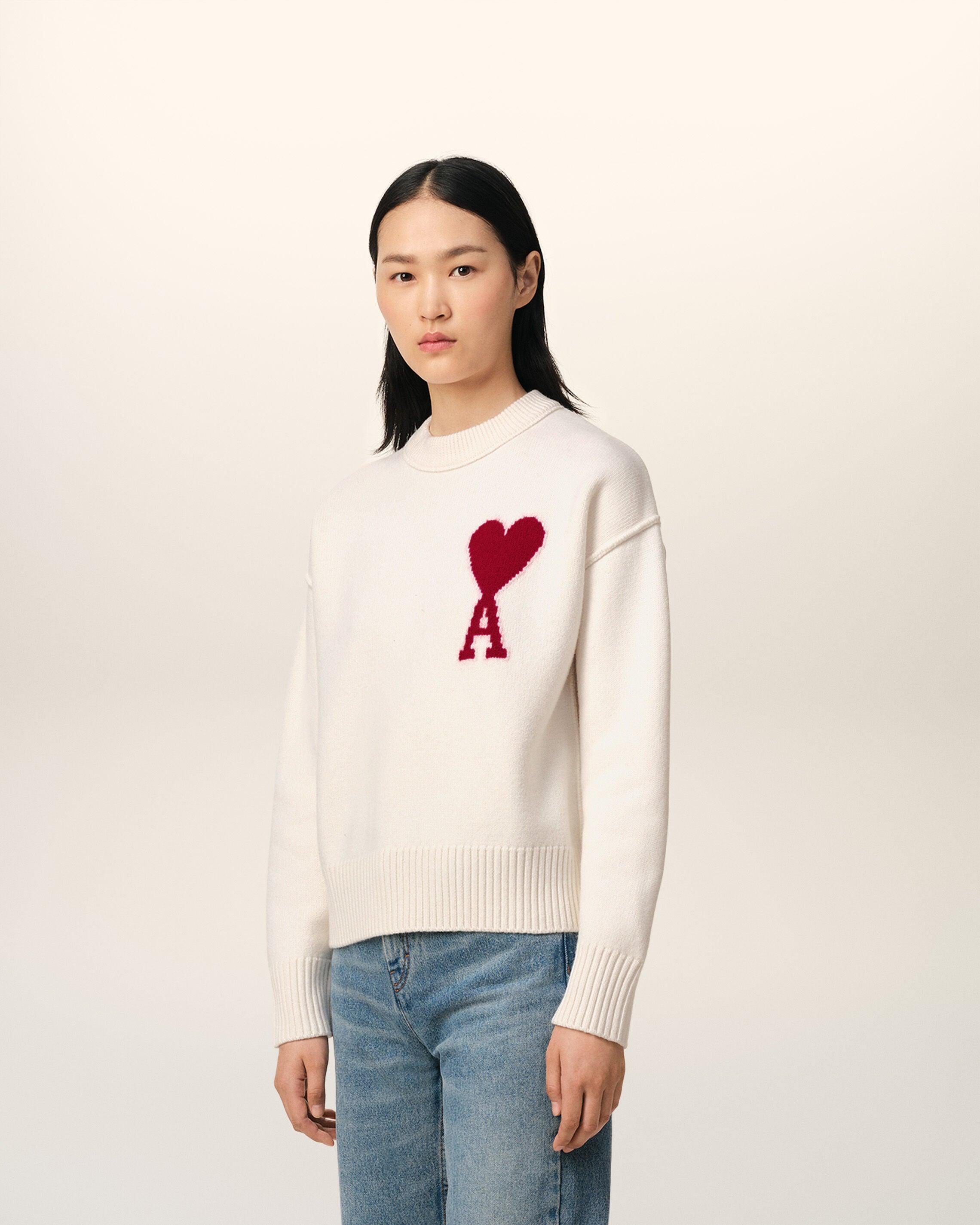 Ami Paris Beige Sweater with logo 02763643