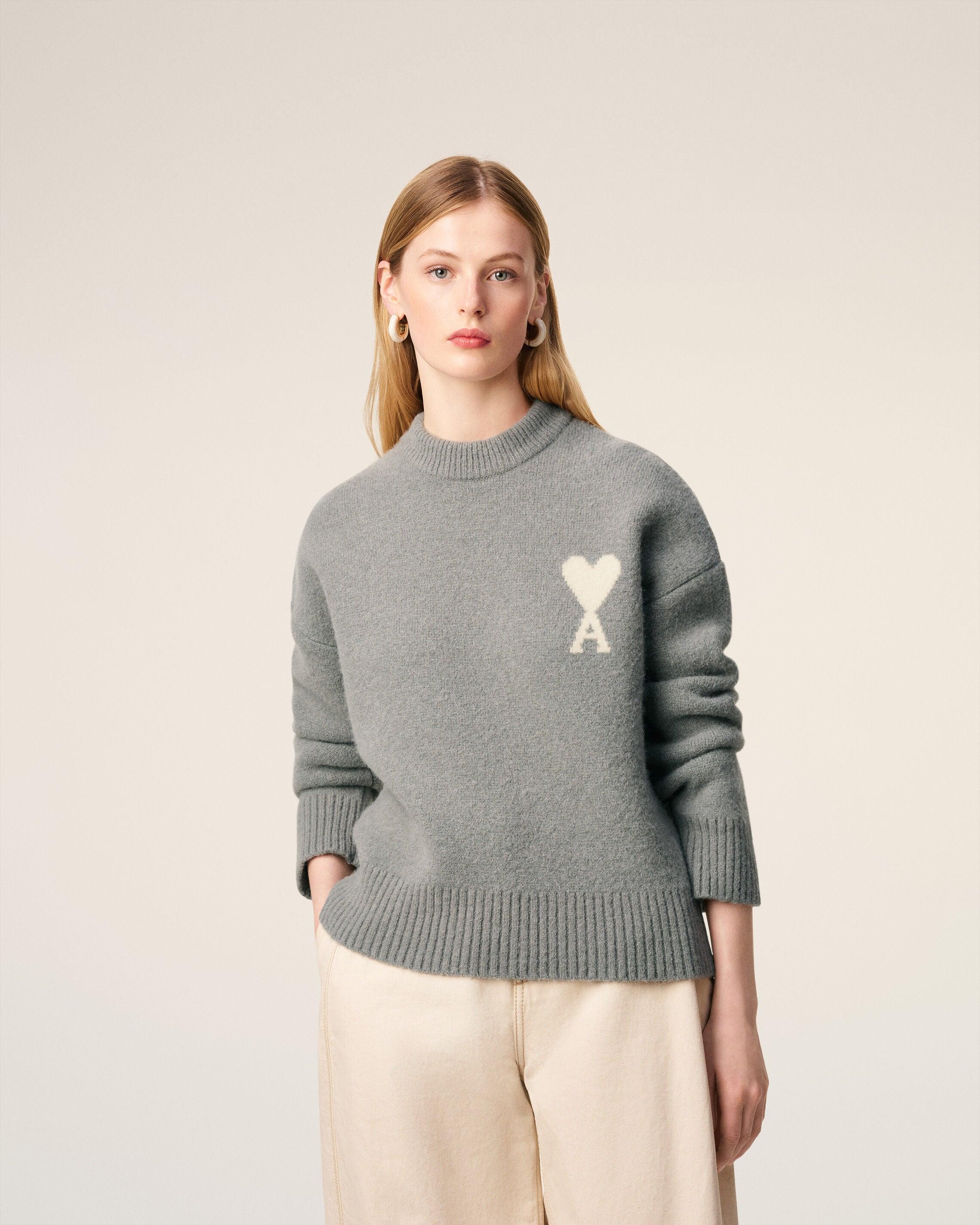 Ami Paris Grey Sweater with logo 02763648