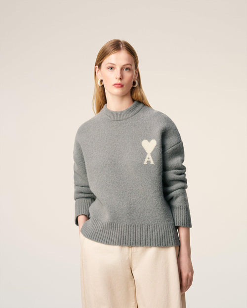 Ami Paris Grey Sweater with logo 02763648