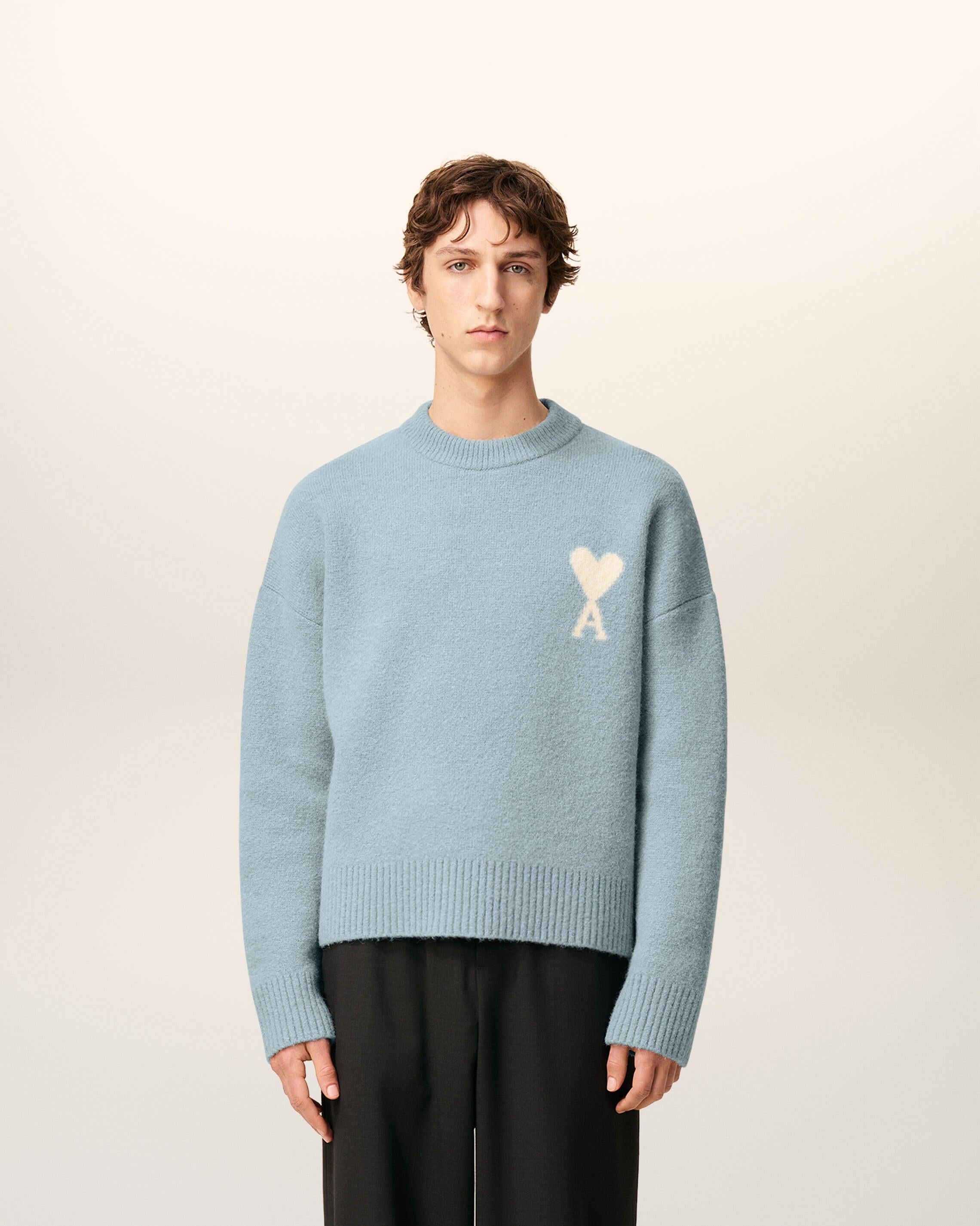 Ami Paris Blue Sweater with logo 02763649