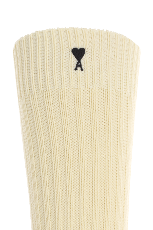 Ami Alexandre Mattiussi cream Three-pack of socks with embroidered logo 3