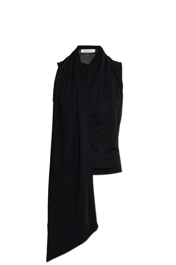 Ami Alexandre Mattiussi BLACK Top with decorative tab 1