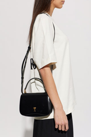 Ami Alexandre Mattiussi BLACK Leather handbag with logo 2