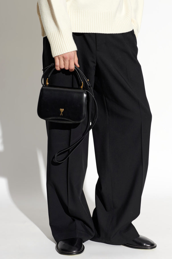 Ami Alexandre Mattiussi BLACK Leather handbag with logo 3