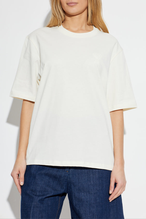 Ami Alexandre Mattiussi cream T-shirt with logo 3