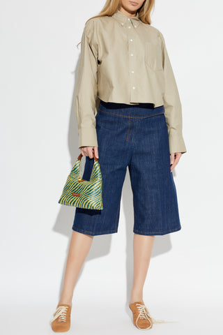 Ami Alexandre Mattiussi beige Oversized cropped shirt 2