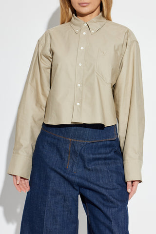 Ami Alexandre Mattiussi beige Oversized cropped shirt 3