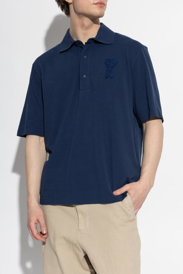 Ami Alexandre Mattiussi NAVY BLUE Polo with patch 3
