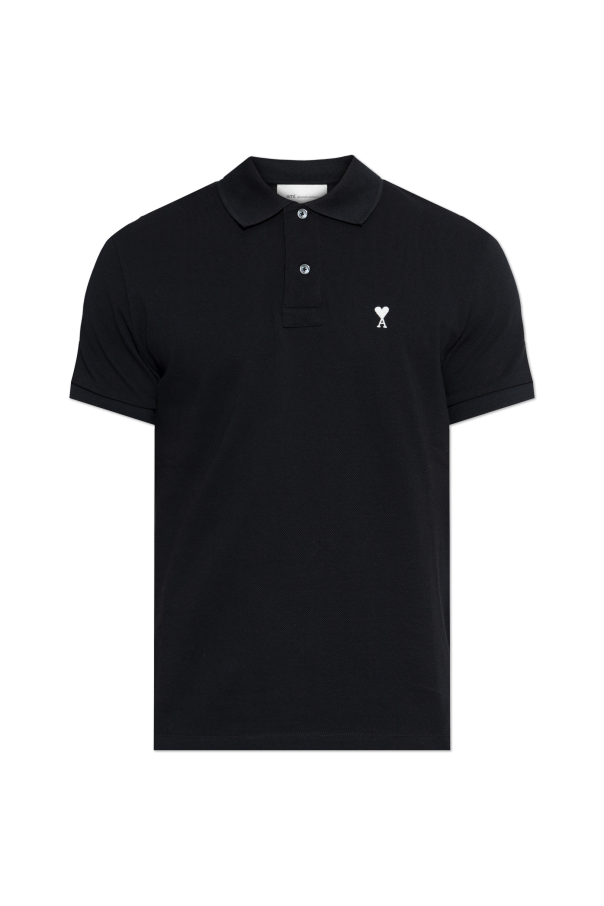 Ami Alexandre Mattiussi BLACK Polo with embroidered logo 1