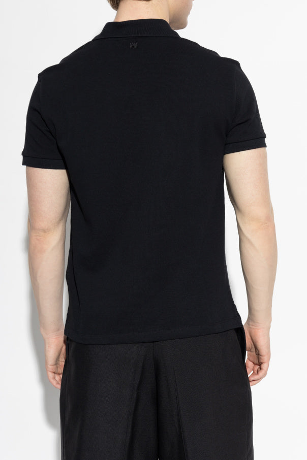 Ami Alexandre Mattiussi BLACK Polo with embroidered logo 4