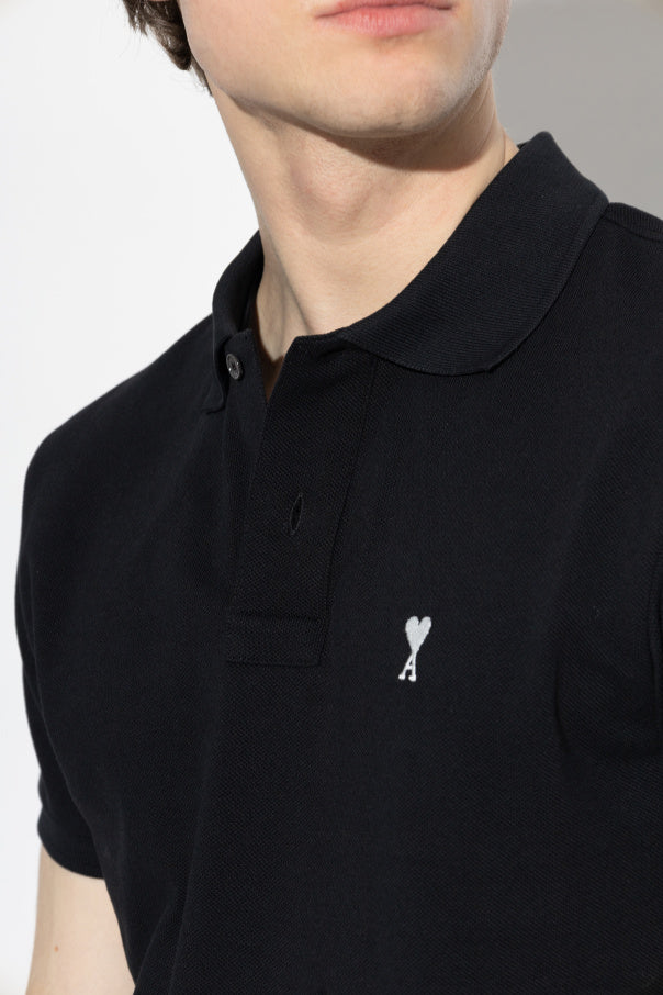 Ami Alexandre Mattiussi BLACK Polo with embroidered logo 5