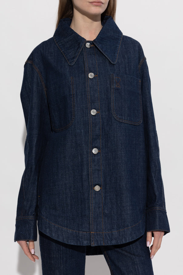 Ami Alexandre Mattiussi NAVY BLUE Oversize denim shirt 3