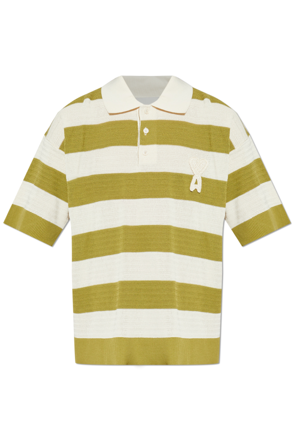 Ami Alexandre Mattiussi GREEN Striped pattern polo 1