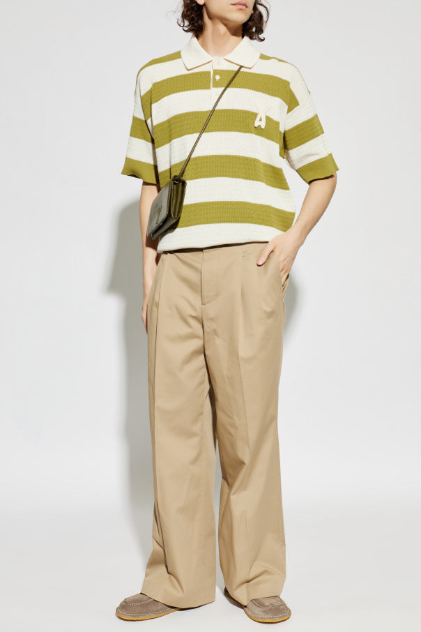 Ami Alexandre Mattiussi GREEN Striped pattern polo 2