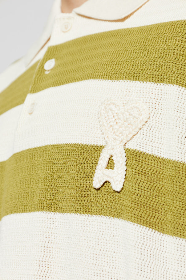 Ami Alexandre Mattiussi GREEN Striped pattern polo 5