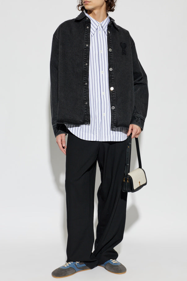 Ami Alexandre Mattiussi BLACK Wool wide-leg trousers 2