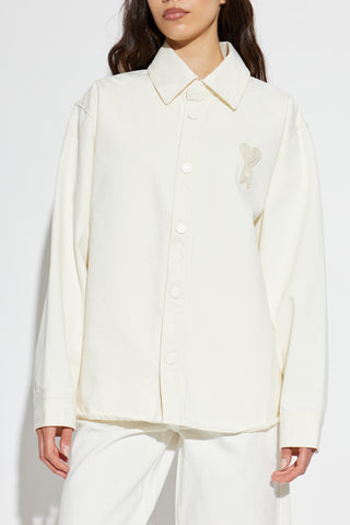 Ami Alexandre Mattiussi cream Denim shirt with logo patch 3