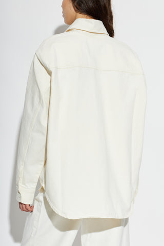 Ami Alexandre Mattiussi cream Denim shirt with logo patch 4