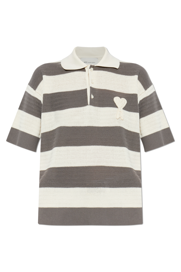 Ami Alexandre Mattiussi GREY Striped pattern polo 1