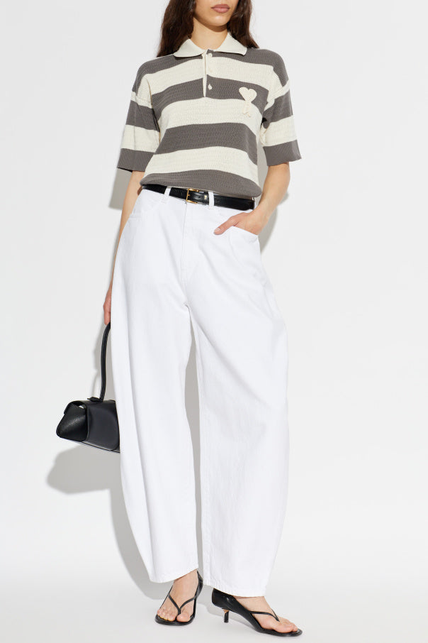 Ami Alexandre Mattiussi GREY Striped pattern polo 2