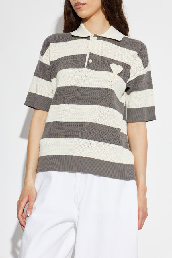 Ami Alexandre Mattiussi GREY Striped pattern polo 3