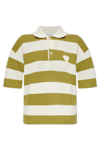 Ami Alexandre Mattiussi GREEN Striped pattern polo 1