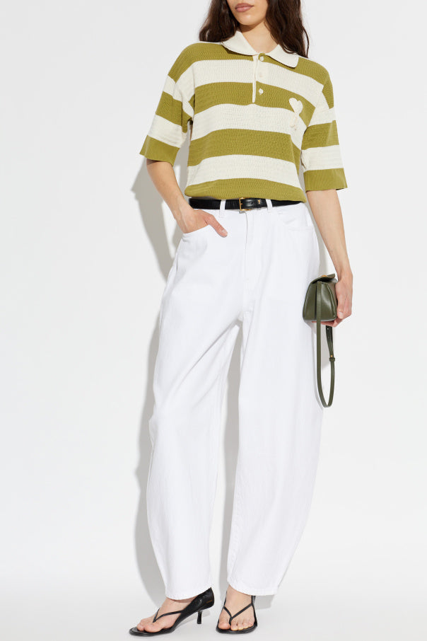Ami Alexandre Mattiussi GREEN Striped pattern polo 2