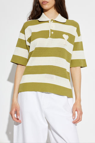 Ami Alexandre Mattiussi GREEN Striped pattern polo 3