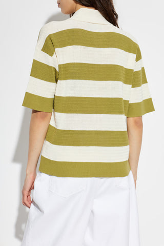 Ami Alexandre Mattiussi GREEN Striped pattern polo 4
