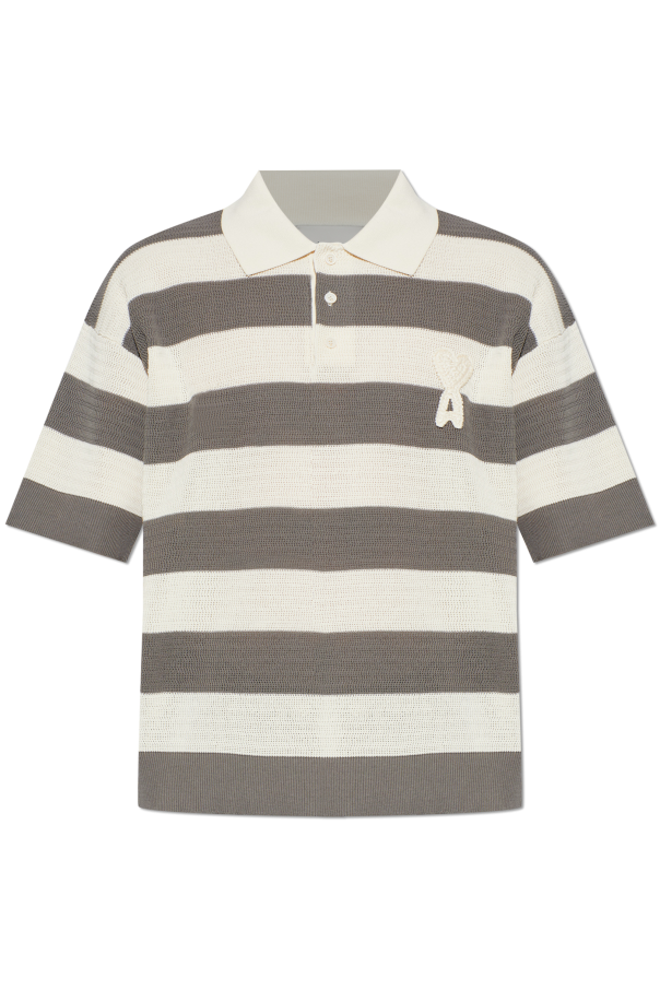 Ami Alexandre Mattiussi GREY Striped pattern polo 1