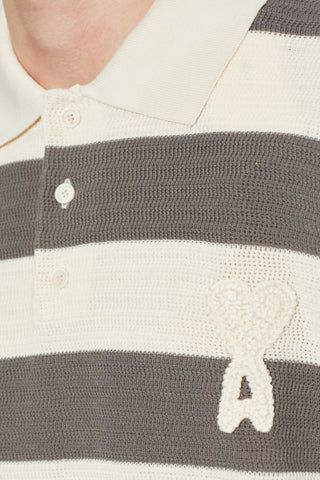 Ami Alexandre Mattiussi GREY Striped pattern polo 5