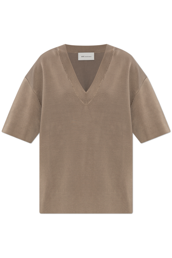 Ami Alexandre Mattiussi BROWN V-neck T-shirt 1