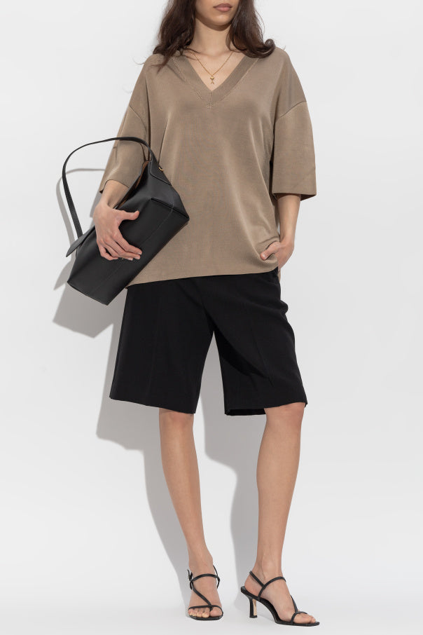 Ami Alexandre Mattiussi BROWN V-neck T-shirt 2