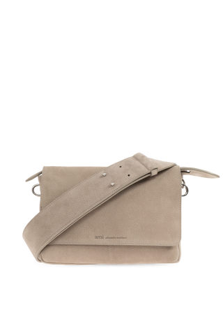 Ami Alexandre Mattiussi beige Leather shoulder bag with logo 1