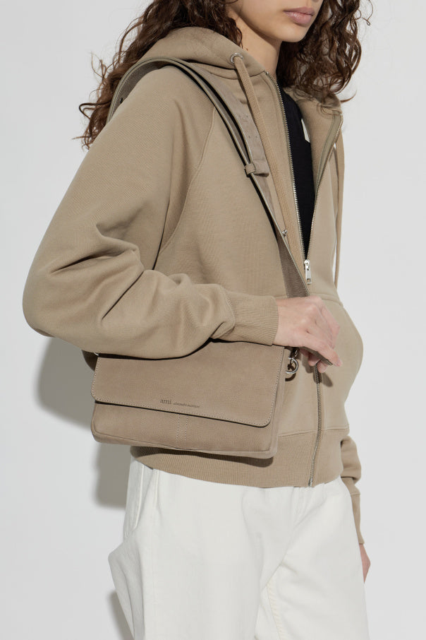 Ami Alexandre Mattiussi beige Leather shoulder bag with logo 2
