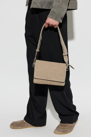 Ami Alexandre Mattiussi beige Leather shoulder bag with logo 3