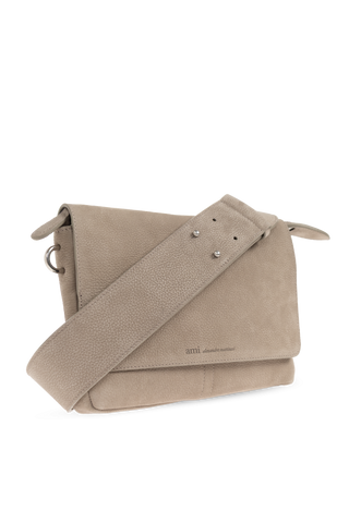 Ami Alexandre Mattiussi beige Leather shoulder bag with logo 5