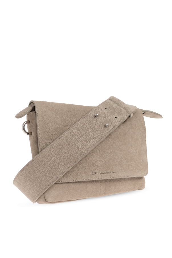 Ami Alexandre Mattiussi beige Leather shoulder bag with logo 5