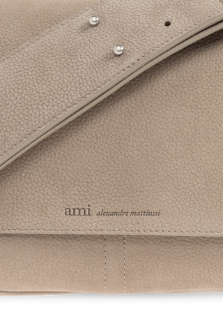 Ami Alexandre Mattiussi beige Leather shoulder bag with logo 7
