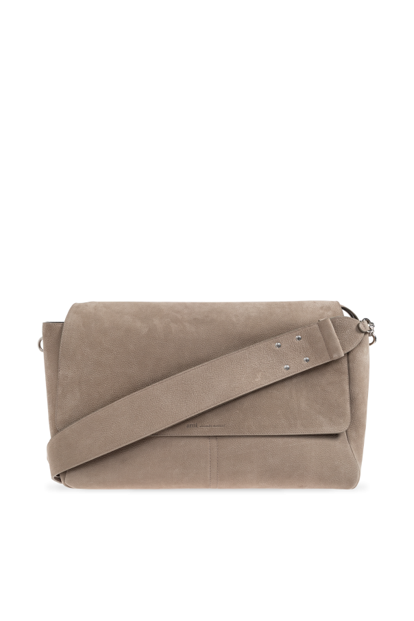 Ami Alexandre Mattiussi beige Leather shoulder bag with logo 1