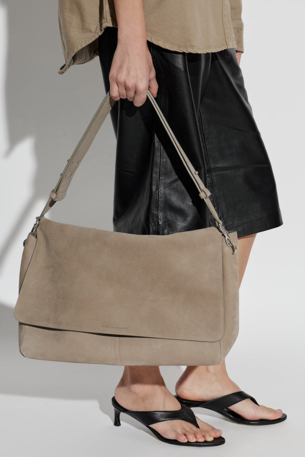 Ami Alexandre Mattiussi beige Leather shoulder bag with logo 2