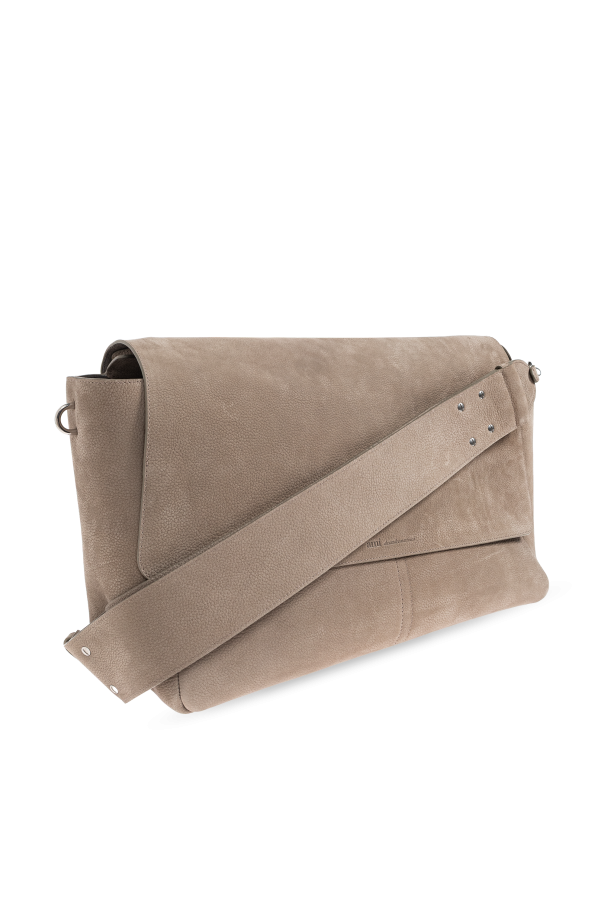 Ami Alexandre Mattiussi beige Leather shoulder bag with logo 4