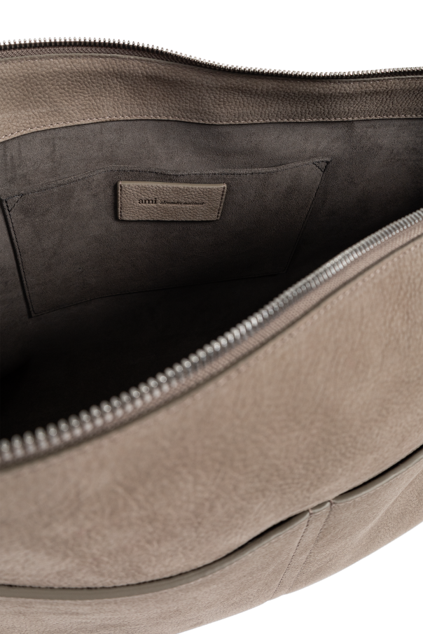 Ami Alexandre Mattiussi beige Leather shoulder bag with logo 5